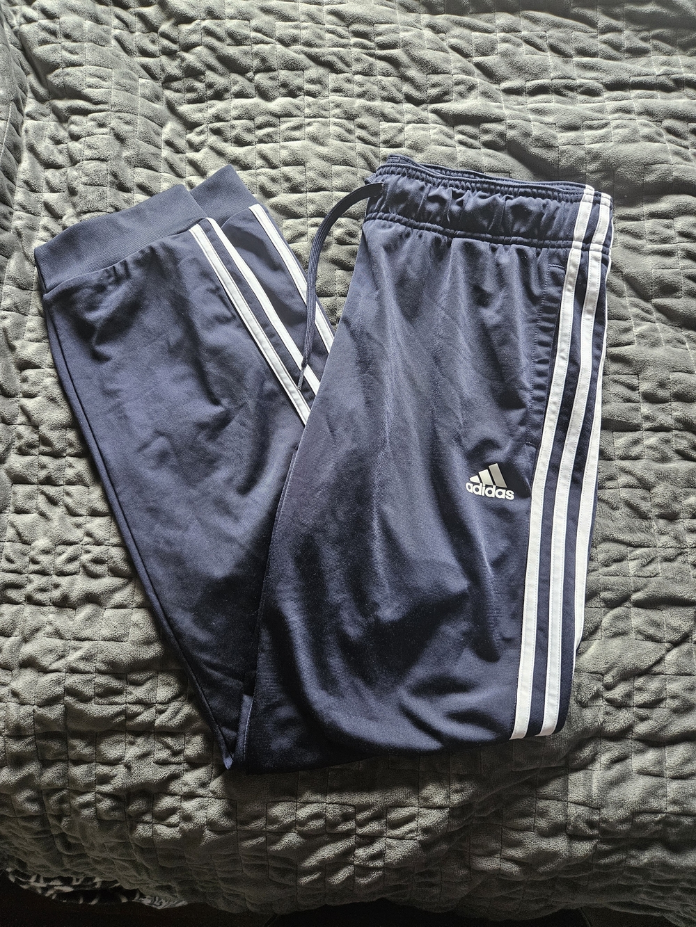 adidas Navy Blue Joggers with White Three-Stripes